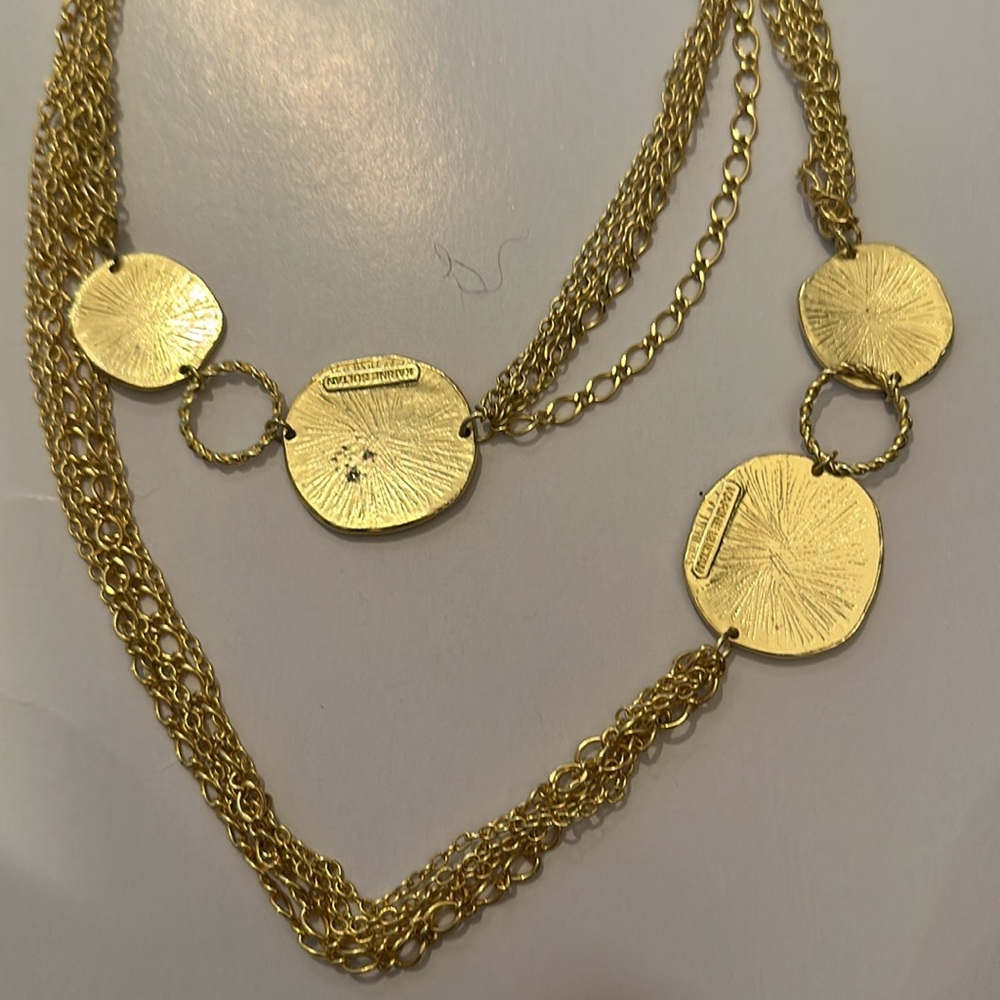 Karine Sultan Double Layer Large Gold Disc Necklace - Picture 5 of 6